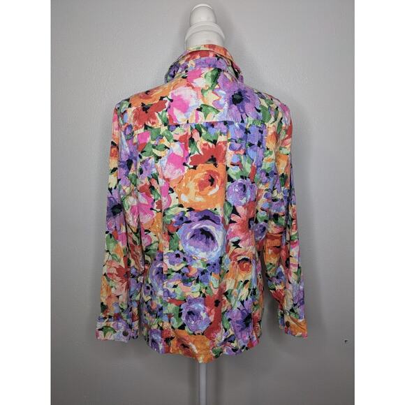 Drapers & Damons Floral Stretch Long Sleeve Collared Jacket Blazer, Womens Large - Picture 4 of 11